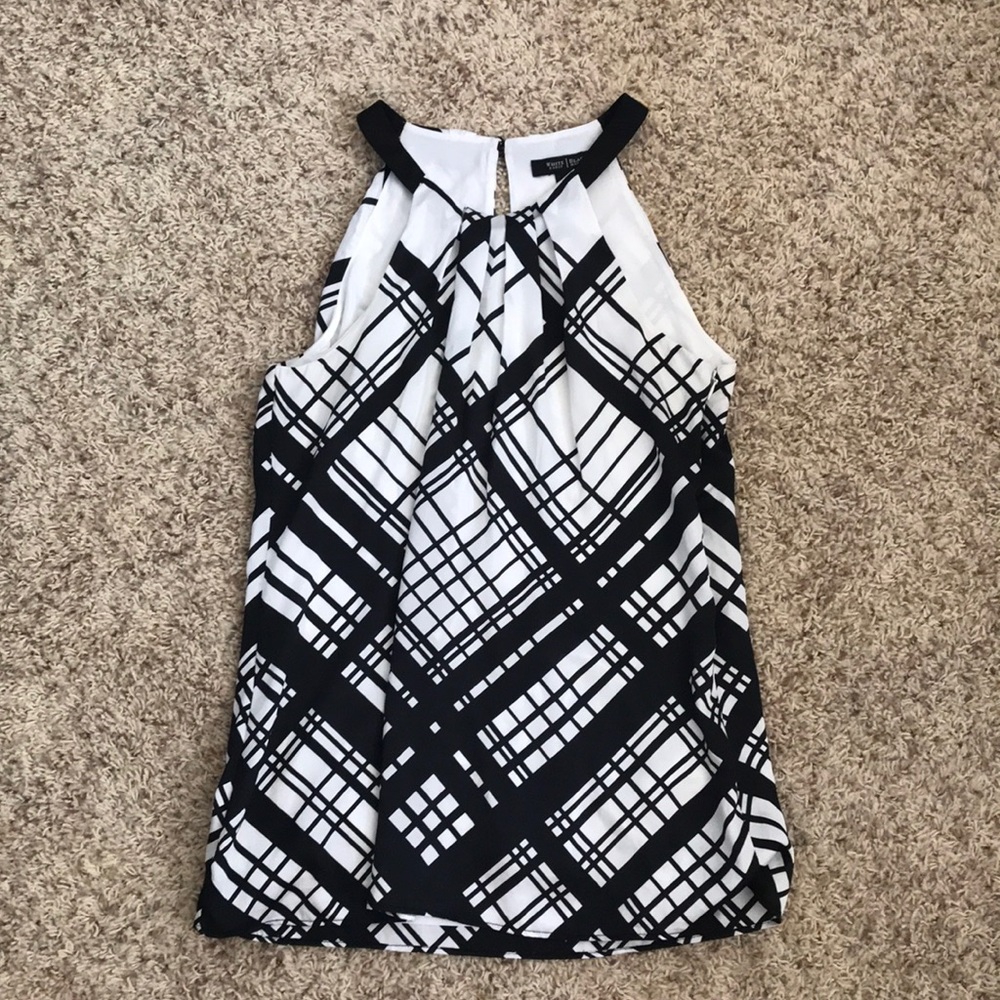 WHBM black and white halter neck top